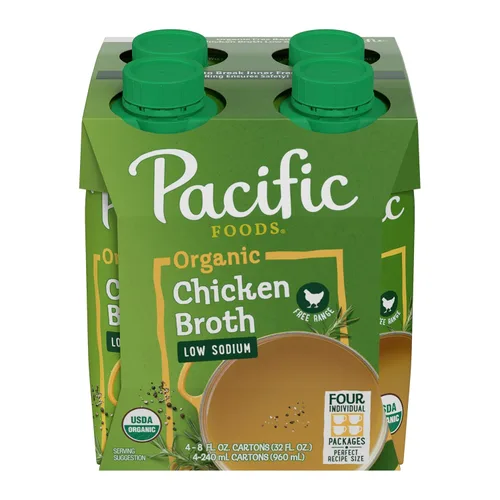 Vista 10 de Pacific Foods - Caldo de pollo orgánico criado en corral bajo en sodio, caja de 32 onzas
