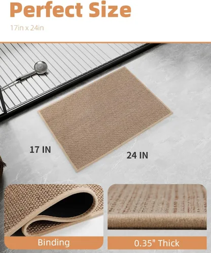 Vista 6 de PADOOR Alfombra de baño antideslizante con parte trasera de goma, trenzada absorbente, lavable a máquina, fina alfombra para suelo de baño, de Beige