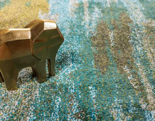 Vista 5 de Unique Loom Jardin Collection - Alfombra para múltiples áreas, abstracta, vibrante., Polipropileno, Turquoise