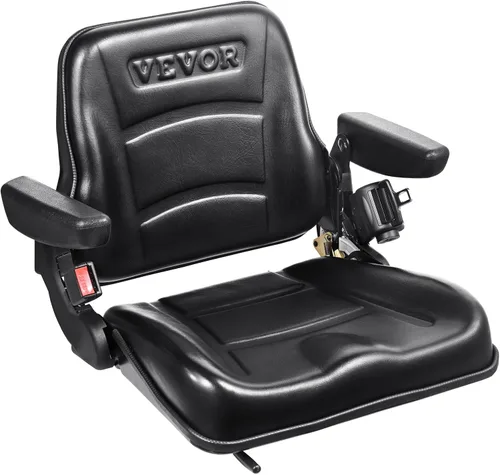 Vista 10 de VEVOR Asiento universal de carretilla elevadora, asiento de tractor plegable con respaldo de ángulo ajustable y micro interruptor, 6.3-13.4