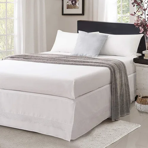 Vista 8 de Valea Home Falda de cama con esquinas divididas, duradera, elegante, de lujo, faldón antipolvo con pliegues alforzados, caída a medida de 14