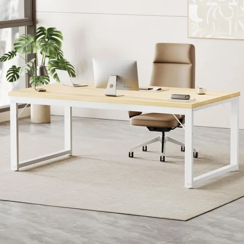 Vista 48 de Mericonia Escritorio de computadora, escritorio de juegos para espacios pequeños, mesa moderna de estilo simple para oficina en casa, mesa de Negro