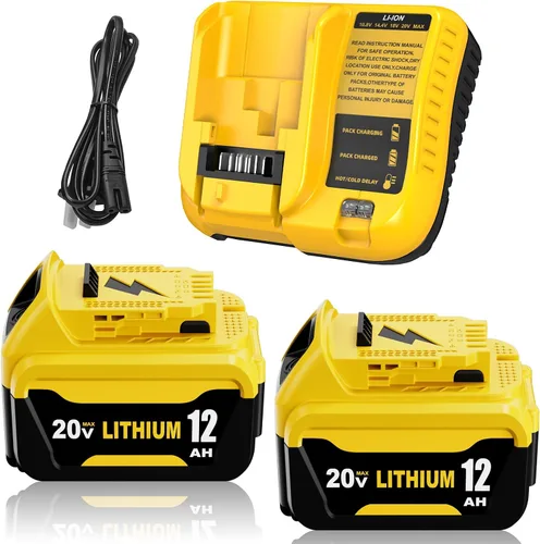 Vista 9 de 2Pack 12.0 Ah High Capacity DCB206 Replacement for Dewalt 20v Max Battery Lithium Compatible with Dewalt 20v Battery Compatible with Dewalt Battery