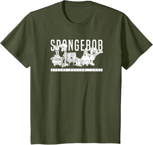 Vista 13 de Bob Esponja Vintage Group Simple Logo Camiseta, Negro