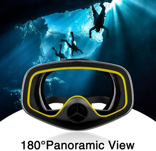 Vista 2 de Máscara de buceo con válvula de drenaje de visión amplia, adecuada para adultos, buceo, buceo libre y esnórquel