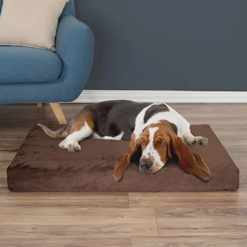 Vista 2 de PETMAKER Cama ortopédica para perros de espuma viscoelástica de 2 capas, funda lavable a máquina, 37 x 24 pulgadas, hasta 65 libras, color marrón