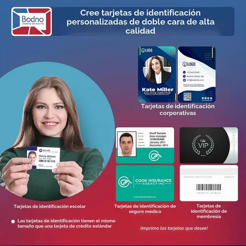 Vista 2 de Bodno Matica MC320 - Impresora de tarjetas de identificación de doble cara directa a tarjeta y paquete de suministros completos Edición Bronce