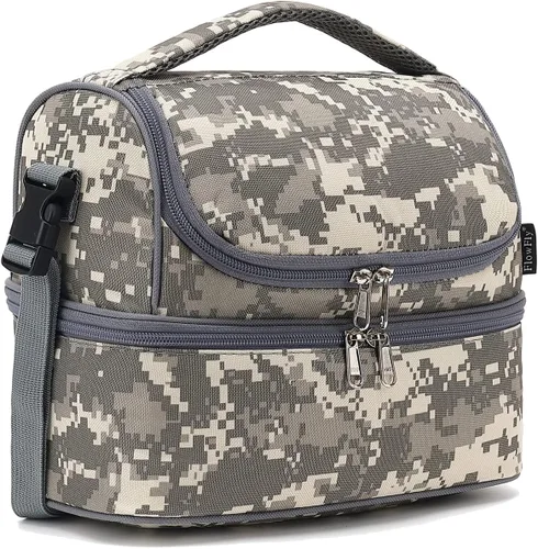 Vista 29 de FlowFly Bolsa de almuerzo aislada de dos pisos para niños, niñas, hombres, mujeres, con correa ajustable, para automóvil