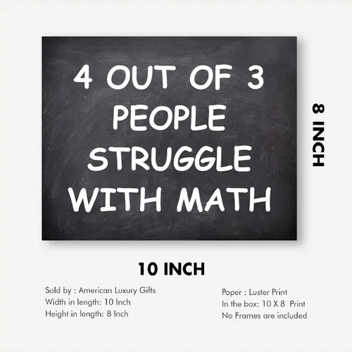 Vista 7 de People Struggle With Math Sarcastic Typography Wall Art Bar, 10x8 Unframed Right at home in the office or the classroom.
