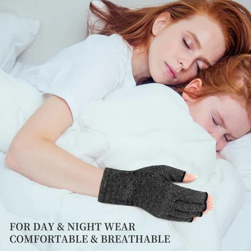 Vista 6 de 2 pares de guantes de compresión para artritis, proporcionan calor para el túnel carpiano, reumatoides, guantes de alivio del dolor de artritis