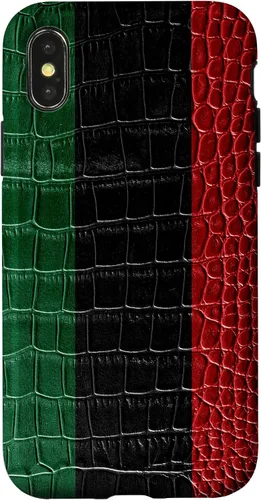 Vista 5 de iPhone 16 Pan African Flag Patriotic Crocodile Skin Print Pride Case