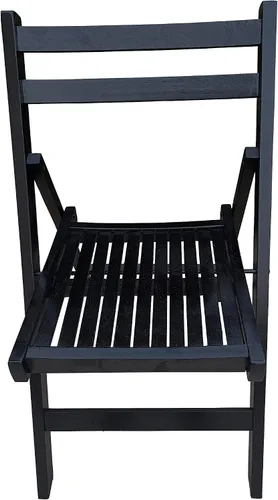 Vista 4 de CIATRE Eleva tus reuniones al aire libre con sillas plegables de madera de listones - Juego de 4 (negro)