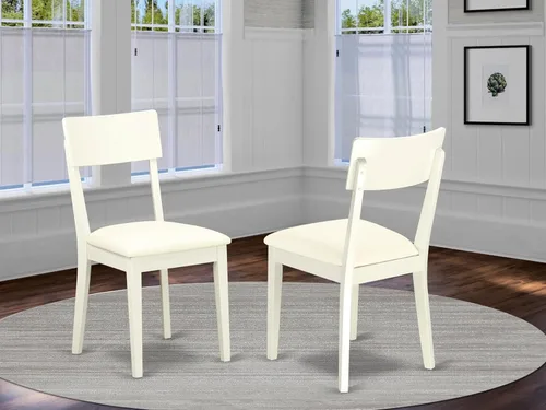 Vista 2 de East West Furniture ADC-LWH-LC Andi - Juego de 2 sillas de comedor tapizadas de piel sintética, color blanco lino
