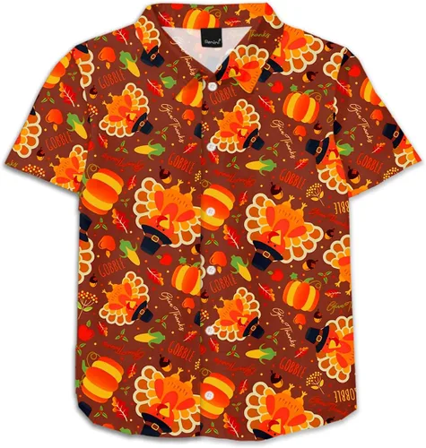 Vista 20 de Remimi Camisa unisex de Halloween para niños, camisetas hawaianas de manga corta con botones feos de 5 a 14 años Christmas Gift