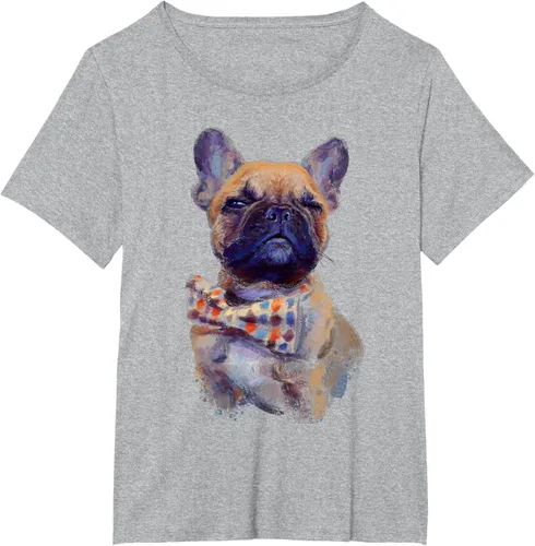 Vista 16 de Camiseta de bulldog francés con estampado realista, artística de bulldog francés, Negro, S