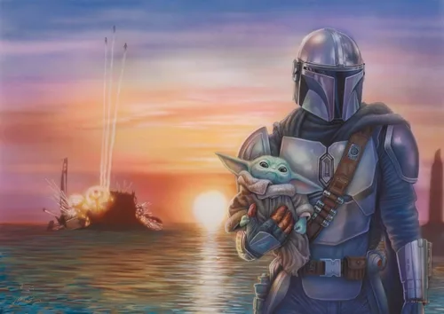 Vista 27 de MIGHTYPRINT Arte de pared de Star Wars The Mandalorian de 24 x 17 pulgadas