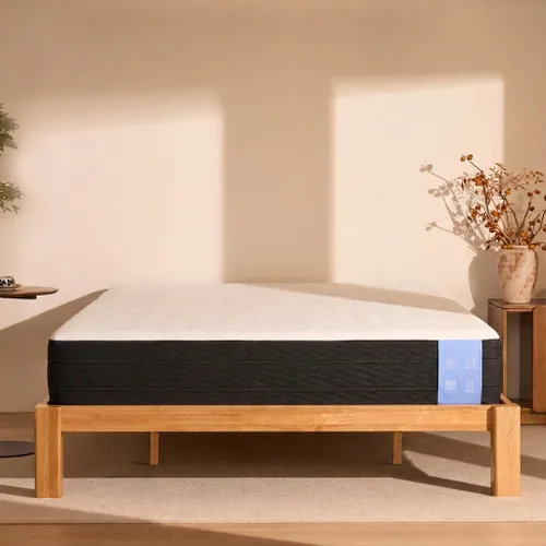 Vista 23 de FLEXISPOT Hako - Base de cama japonesa y colchón de espuma viscoelástica de gel refrescante de 10 pulgadas, cama Queen de madera de caucho maciza