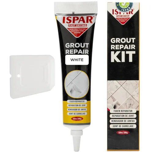Vista 10 de ISPAR Kit de reparación de lechada para azulejos, relleno de lechada gris oscuro de 8.8 onzas, pasta de reparación de lechada premezclada, relleno