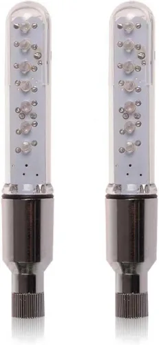 Vista 9 de 2 piezas de luces LED para rueda de bicicleta, luces impermeables para radios de bicicleta, luz de válvula de neumático de bicicleta con cambio