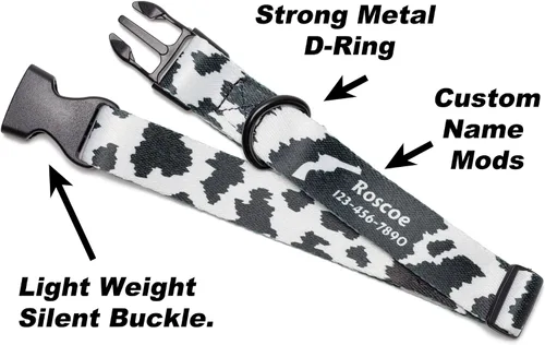 Vista 4 de Cow Dog Collar Personalized (X-Small 5/8")