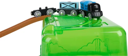 Vista 9 de Hape Conjunto Railway Bucket Builder Juguete de Tren de Madera Multicolor de 50 Piezas, Kit de Construcción para Niños