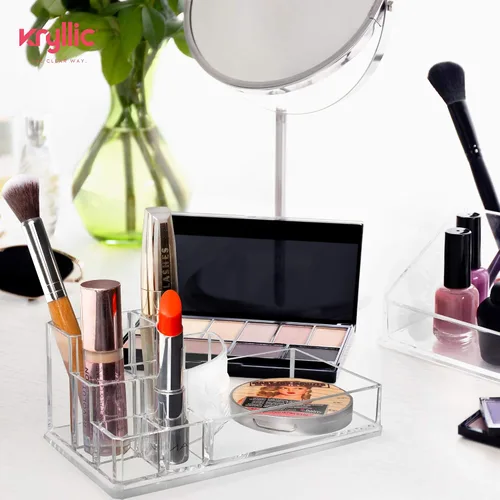 Vista 4 de Kryllic Organizador de lápiz labial, organizador de almacenamiento de cosméticos de maquillaje, organizador de plástico transparente con múltiples