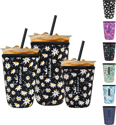 Vista 68 de Fundas de neopreno reutilizables aisladas para café helado, fundas para tazas de café helado, fundas para bebidas heladas y calientes