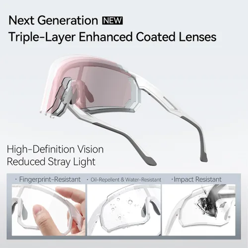 Vista 2 de Lentes de ciclismo fotocromáticos, UV400 TR90, marco para equitación, correr, béisbol, pesca, conducción para hombres y mujeres