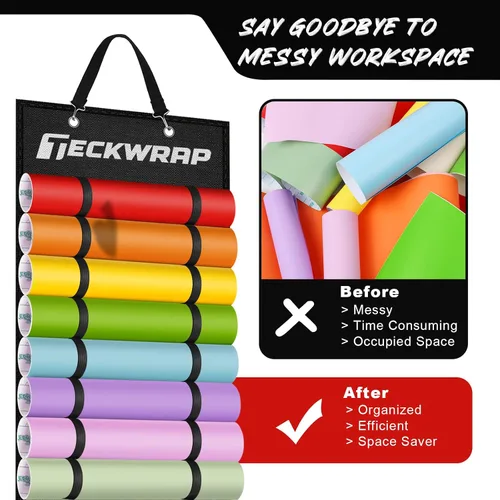 Vista 7 de TECKWRAP Portarrollos de vinilo con 44 compartimentos, color negro