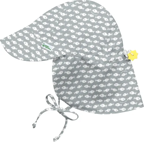 Vista 5 de Sombrero I play by Green Sprouts, de solapa, protección solar UPF 50+ para cabeza, cuello y ojos, para bebé Helechos Verde Oscuro