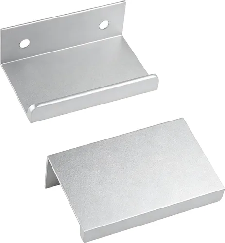 Vista 12 de Tiradores negros de 3.94 pulgadas para gabinete, 6 unidades, espacio entre agujeros de 2.52 pulgadas, tiradores de borde de aleación de aluminio