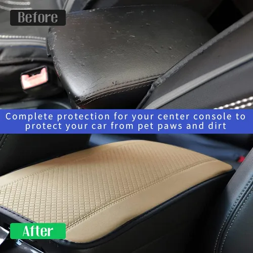 Vista 5 de Ziciner Almohadilla de cuero para reposabrazos de consola central de automóvil, protector impermeable de PU para caja de asiento de automóvil