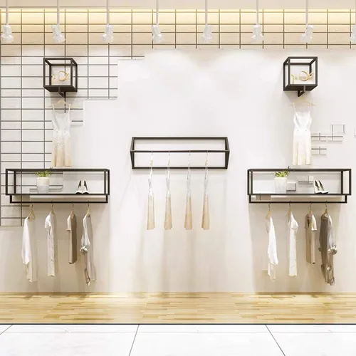 Vista 8 de Percheros creativos triangulares para ropa en tiendas de ropa, estante colgante de pared para el hogar, toalleros para almacenamiento en el baño