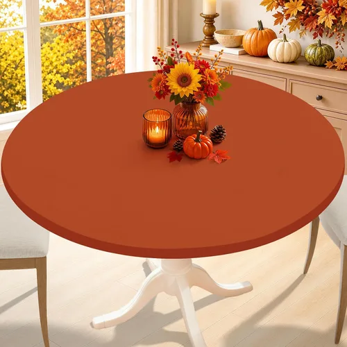 Vista 24 de Smiry - Mantel redondo de elastano, manteles ajustados lavables elásticos para mesas de 36 a 44 pulgadas, cubierta de mesa de picnic elástica