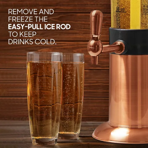 Vista 3 de Hammer + Axe Dispensador de bebidas – Dispensador de bebidas de fiesta de 88 onzas con tubo de hielo y grifo, fuente de bebidas para cerveza, agua