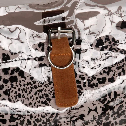 Vista 3 de Gris de la suerte Leopardo doble asa cuero bolso bolso bolso estilo casual, Gris