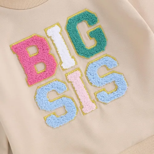 Vista 4 de Big Sister Little Sister Conjuntos a juego para bebé niña Burbuja Mameluco de manga larga camiseta sudadera para niños pequeños Ropa de otoño