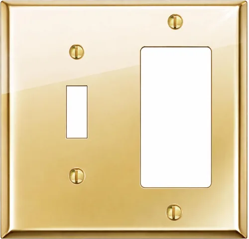 Vista 53 de Rio Salto BRASS Signature Collection MIDSIZE - Placa de pared de metal dorado para interruptor de luz o cubierta de tomacorriente, placa de pared