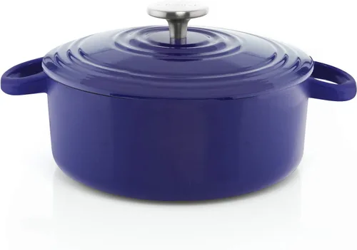 Vista 38 de Chantal Juego de horno holandés de hierro fundido, 3 y 7 cuartos de galón, esmalte premium formulado en Estados Unidos, azul marino