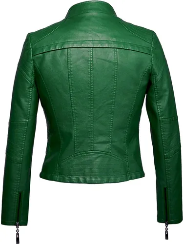 Vista 20 de chouyatou Chaqueta acolchada de piel sintética con cremallera a la moda para mujer