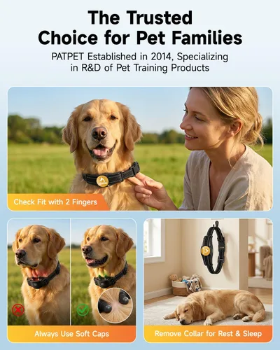 Vista 6 de PATPET Collar de choque para perro, collar recargable de entrenamiento para perros con control remoto para perros medianos y grandes, 3 modos