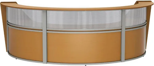 Vista 30 de Linea Italia Oficina curvada, transparente, fácil de montar, mostrador de recepción de 3 paneles para vestíbulo, salón, 142 x 71 pulgadas