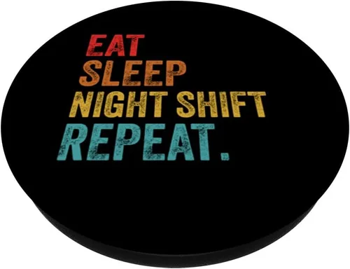 Vista 2 de Repetir turno nocturno de comer sueño. Rn Enfermería Retro Vintage Enfermera PopSockets PopGrip intercambiables