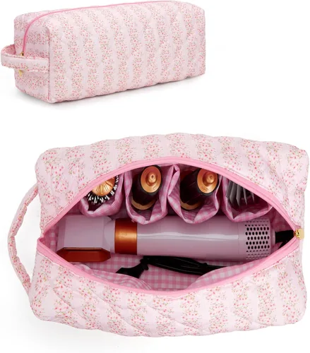 Vista 8 de Bolsa de viaje para herramientas para el cabello, compatible con Dyson Airwrap acolchada con estampado de leopardo, estuche de viaje para Shark