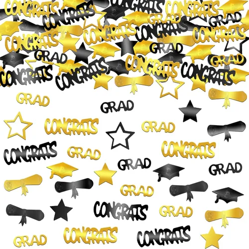 Vista 29 de KatchOn, Confeti de graduación negro brillante 2025 – Paquete de 500 Confeti de graduación 2025 decoraciones Decoraciones de graduación 2025