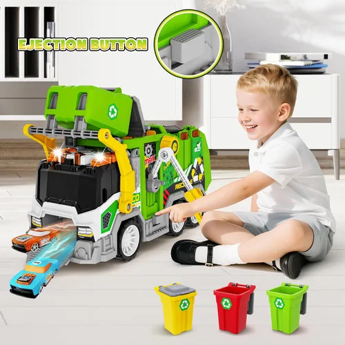Vista 6 de Camiones desmontables juguetes con taladro eléctrico, juego de juguetes de camión eléctrico de ciudad limpia, juguetes educativos ensamblados STEM