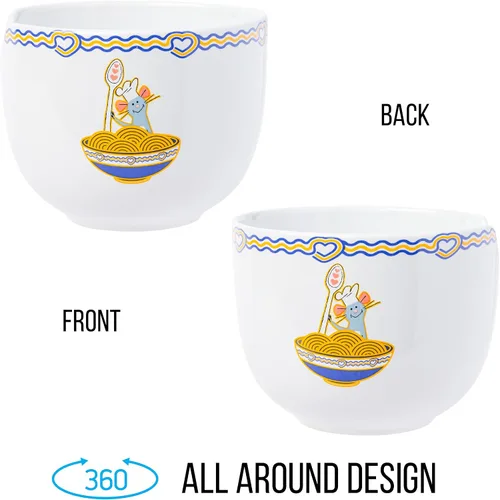 Vista 5 de Silver Buffalo Disney Pixar Ratatouille con Remy Cooking Love - Cuenco de cerámica para fideos ramen y arroz con palillos, apto para microondas, 20