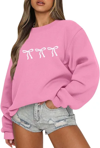 Vista 30 de Sudadera casual de manga larga para mujer, cuello redondo, ajuste holgado, tallas S-3XL