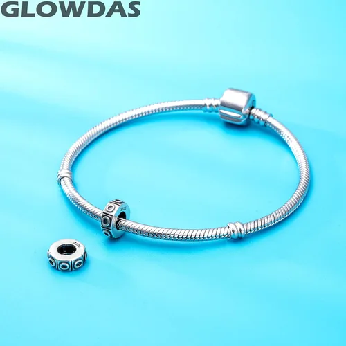 Vista 3 de GLOWDAS Dijes espaciadores de letras A-Z plata de ley 925 antigua 26 cuentas de goma del alfabeto se adapta a pulseras europeas de bricolaje regalos