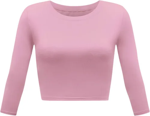 Vista 10 de Camiseta corta para mujer, cuello redondo, manga 3/4, casual, Y2K, linda camiseta corta para yoga